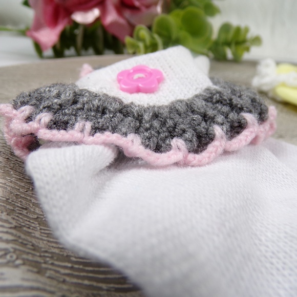 Set of 2 - Handmade Crochet Baby Girl Socks Yellow - Picture 5 of 5